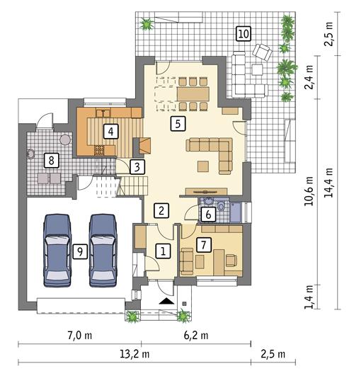 Rzut parteru POW. 122,4 m²