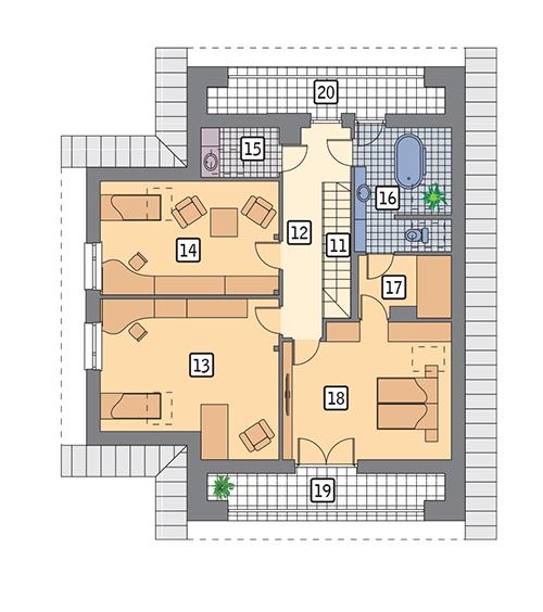 Rzut poddasza POW. 120,9 m²