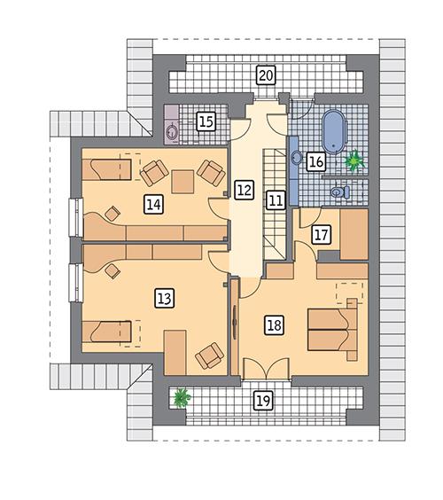 Rzut poddasza POW. 120,9 m²