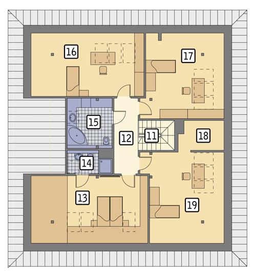 Rzut poddasza POW. 149,1 m²