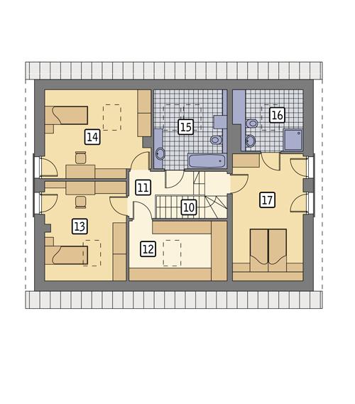 Rzut poddasza: wersja podstawowa POW. 92,0 m²
