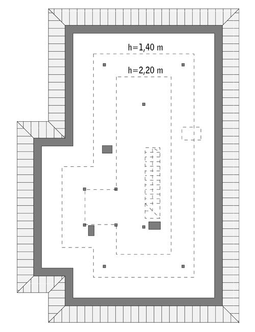 Rzut poddasza: Do indywidualnej adaptacji (64,8 m2 powierzchni użytkowej)