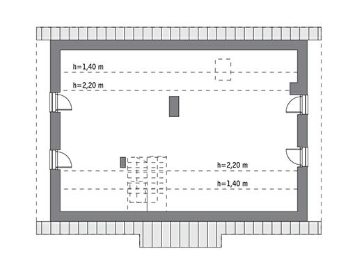 Rzut poddasza: do indywidualnej adaptacji (59,0 m2 powierzchni użytkowej)