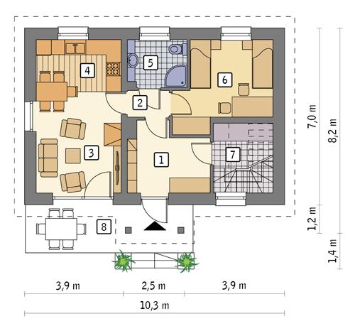 Rzut parteru POW. 51,0 m²