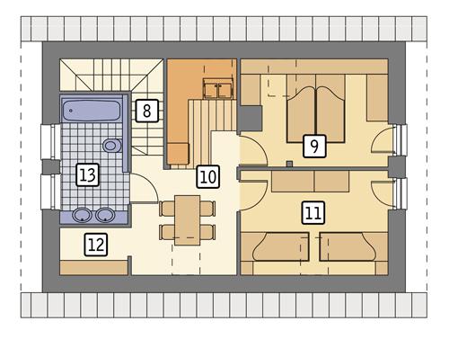 Rzut poddasza: wariant 1 POW. 52,7 m²