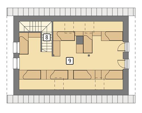 Rzut poddasza: wariant 2 POW. 54,5 m²