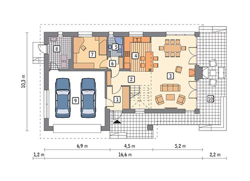 Rzut parteru lustro POW. 118,4 m²