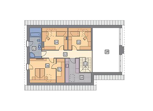 Rzut poddasza lustro POW. 91,3 m²