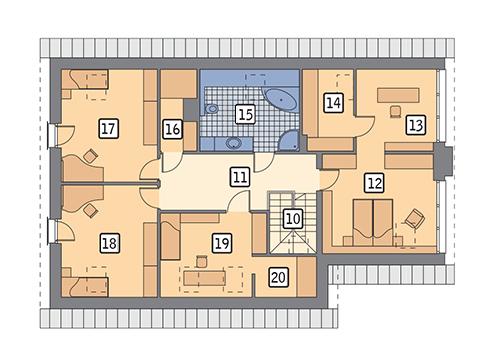 Rzut poddasza lustro POW. 124,9 m²