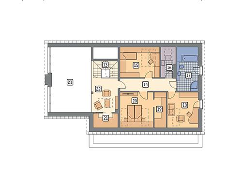 Rzut poddasza POW. 99,9 m²