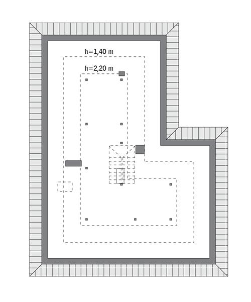 Rzut poddasza: do indywidualnej adaptacji (87,9 m2 powierzchni użytkowej)