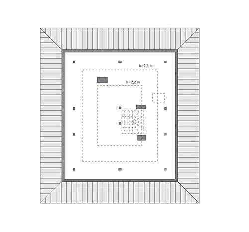 Rzut poddasza: Do indywidualnej adaptacji (37,0 m2 powierzchni użytkowej)
