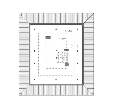 Rzut poddasza: Do indywidualnej adaptacji (37,0 m2 powierzchni użytkowej)