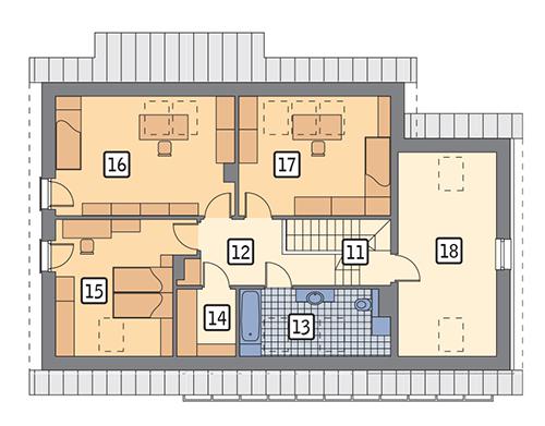 Rzut poddasza POW. 104,0 m²
