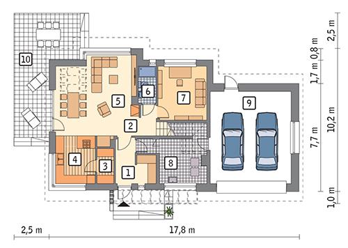 Rzut parteru POW. 123,2 m²