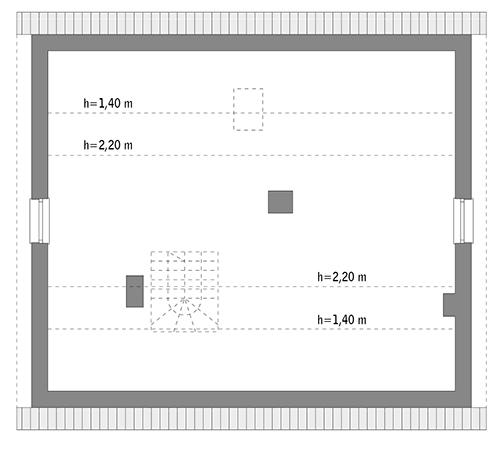 Rzut poddasza: do indywidualnej adaptacji (47,6 m2 powierzchni użytkowej)