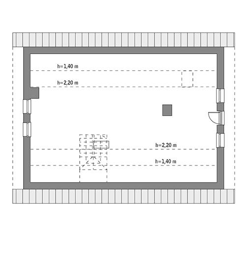 Rzut poddasza: do indywidualnej adaptacji (68,7 m2 powierzchni użytkowej)