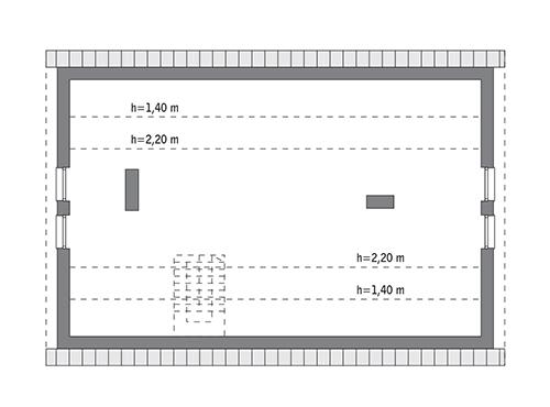 Rzut poddasza: do indywidualnej adaptacji (77,3 m2 powierzchni użytkowej)