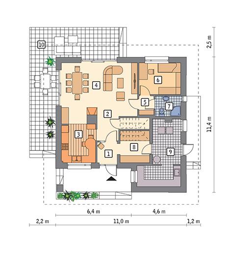 Rzut parteru POW. 81,0 m²