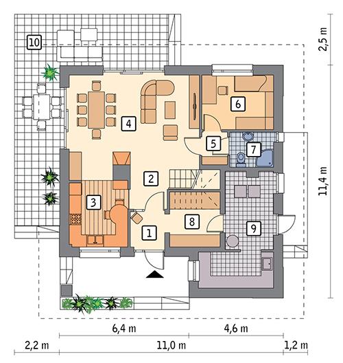 Rzut parteru POW. 81,3 m²