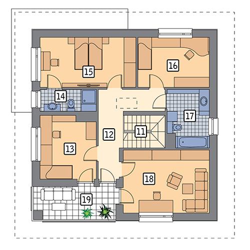 Rzut piętra POW. 95,6 m²