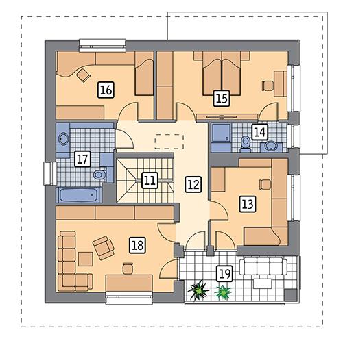 Rzut piętra lustro POW. 95,6 m²