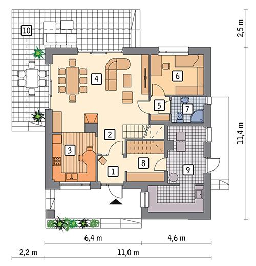 Rzut parteru POW. 81,2 m²