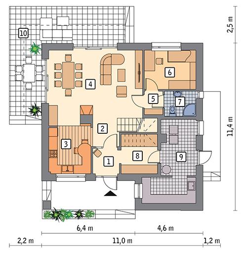 Rzut parteru POW. 81,2 m²