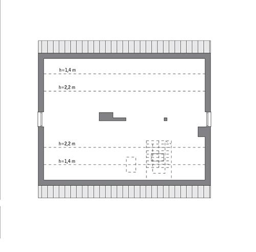 Rzut poddasza: Rzut poddasza do indywidualnej adaptacji (74,7 m2 powierzchni użytkowej)