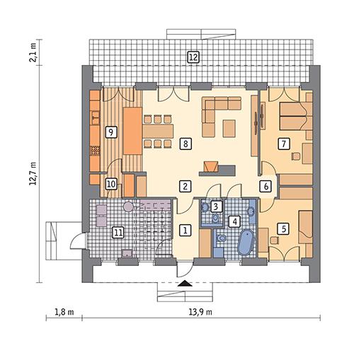 Rzut parteru lustro POW. 118,0 m²