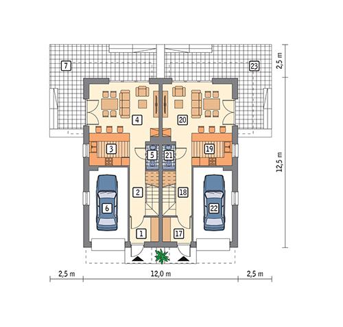 Rzut parteru POW. 118,2 m²