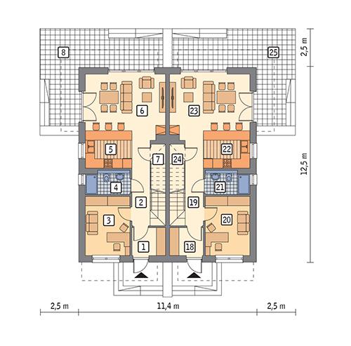 Rzut parteru POW. 110,6 m²