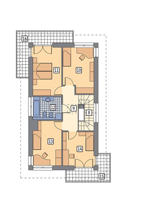 Rzut piętra lustro POW. 85,2 m²