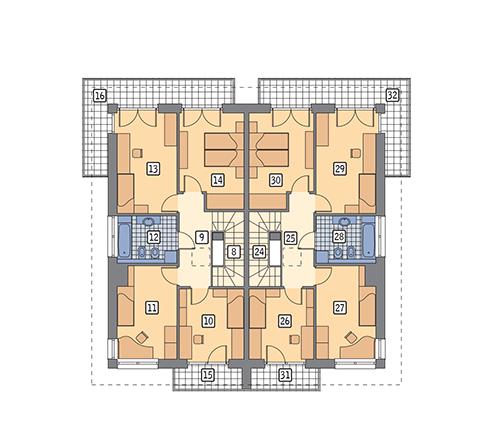 Rzut piętra POW. 167,2 m²