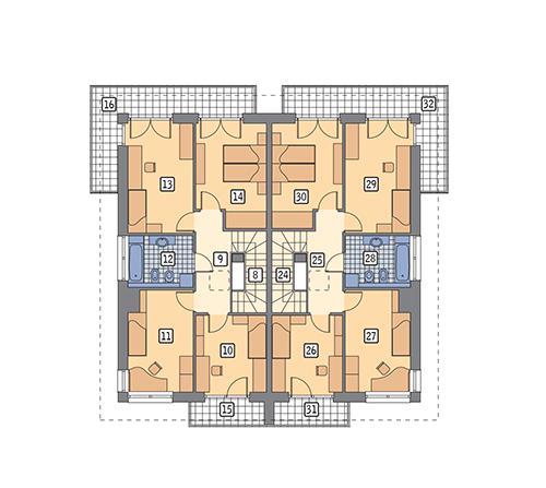 Rzut piętra POW. 167,2 m²
