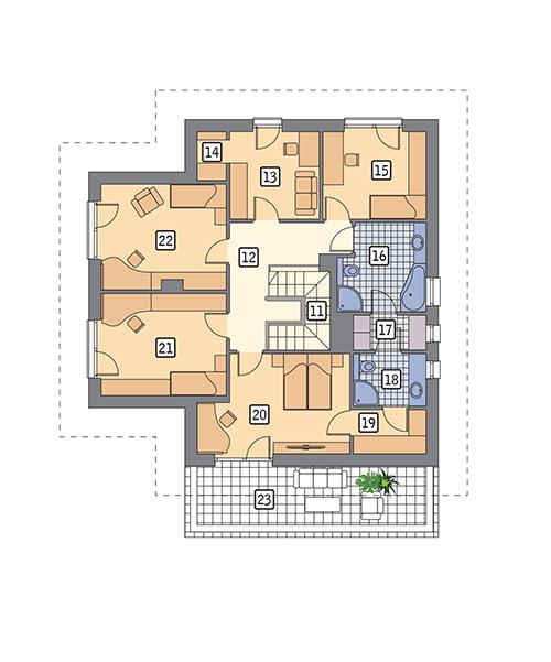 Rzut piętra POW. 120,6 m²