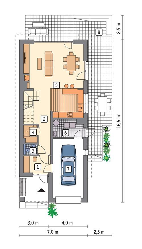 Rzut parteru POW. 80,5 m²