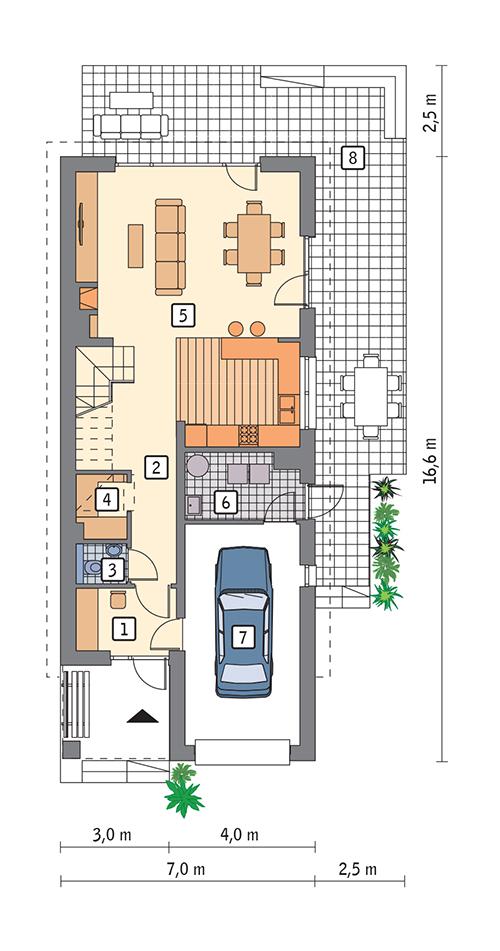 Rzut parteru POW. 80,4 m²