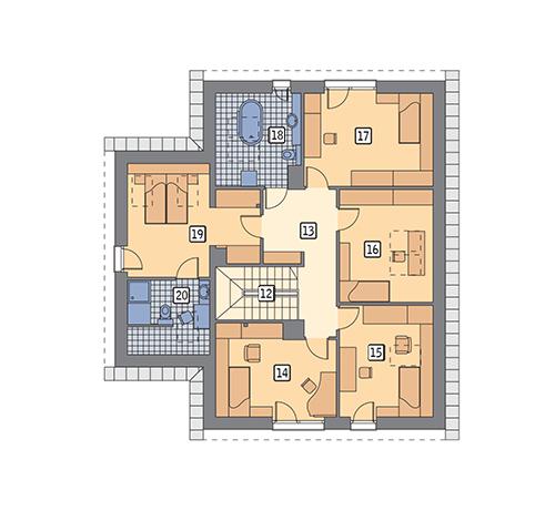 Rzut poddasza lustro POW. 117,8 m²
