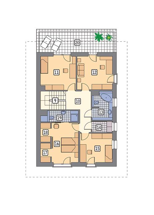 Rzut piętra POW. 106,1 m²