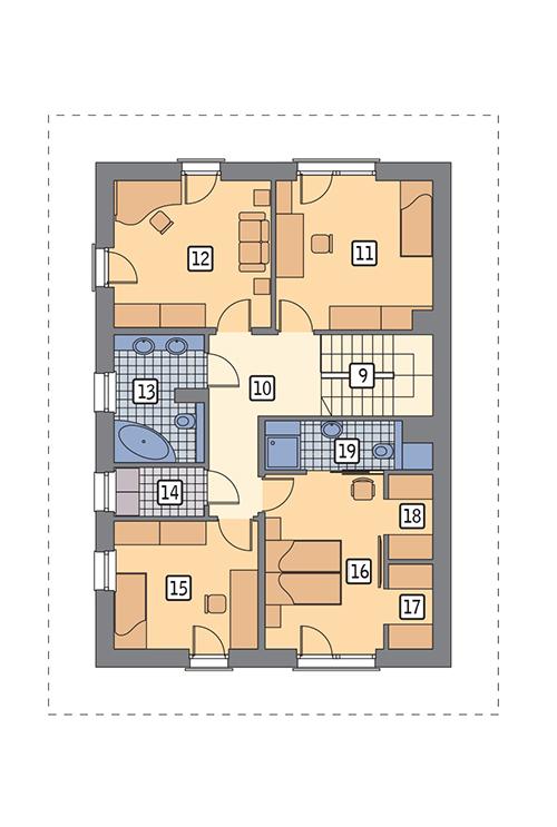 Rzut piętra lustro POW. 87,1 m²