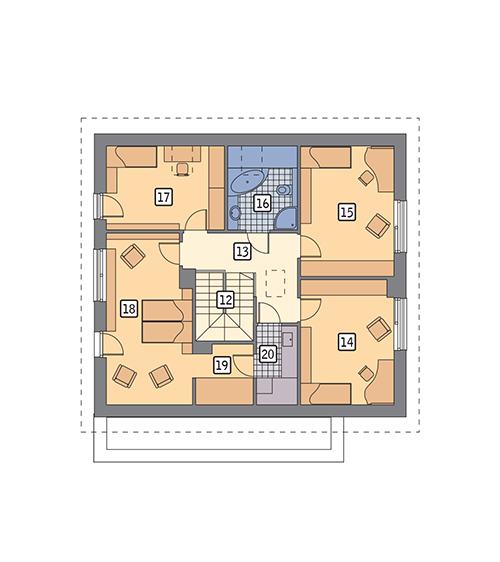 Rzut poddasza lustro POW. 101,1 m²