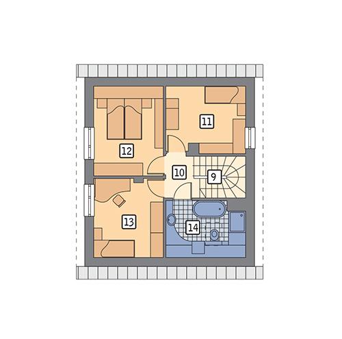 Rzut poddasza lustro POW. 53,6 m²