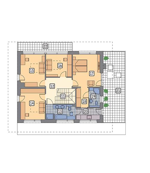 Rzut piętra POW. 124,4 m²