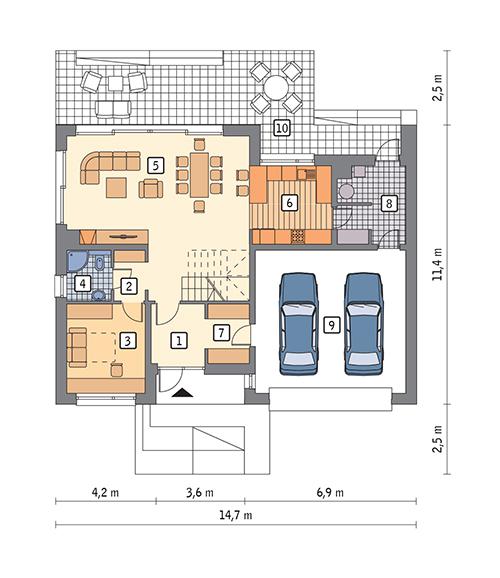Rzut parteru POW. 119,5 m²