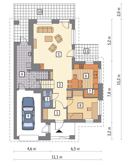 Rzut parteru POW. 99,7 m²