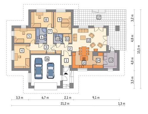 Rzut parteru POW. 175,4 m²
