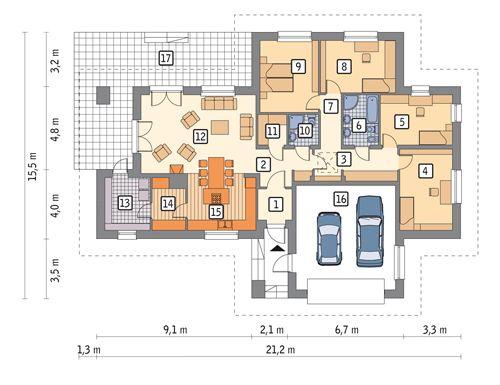 Rzut parteru lustro POW. 175,4 m²