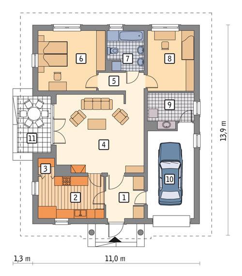 Rzut parteru POW. 110,2 m²