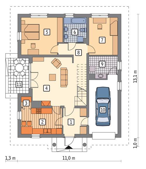 Rzut parteru POW. 110,0 m²